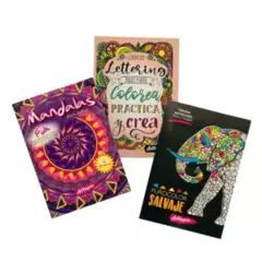 GUADAL - Pack 3 Libros colorear mandalas y lettering