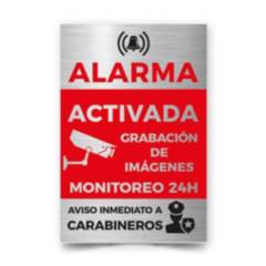 LETREROMANIA - Letrero Metalizado Alarma Activada Grabacion 24hrs A 20x13cm Metalico