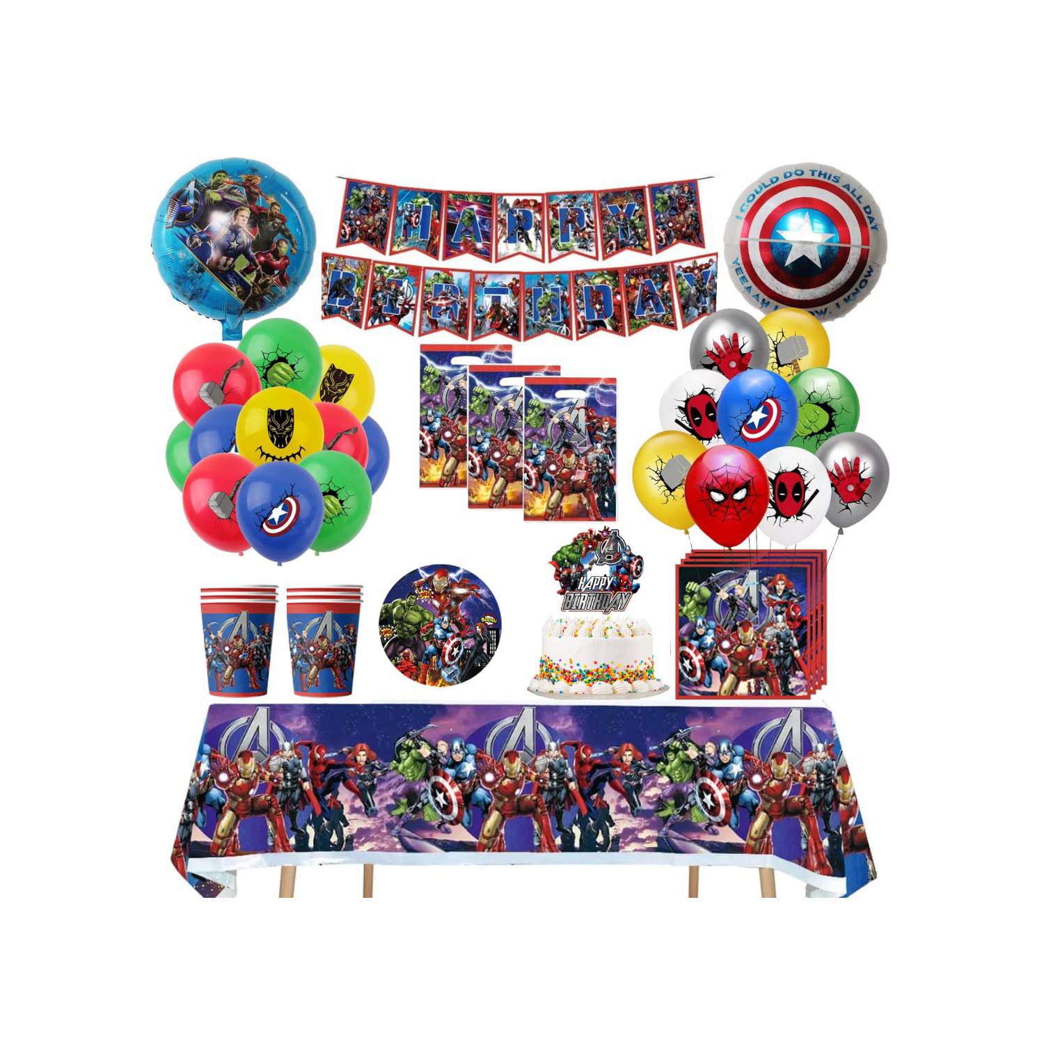 Set Decoración De Cumpleaños Superheroes Avengers