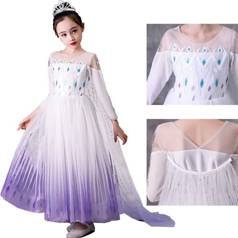 GENERICO - Vestido de disfraz de princesa de Frozen Snow Queen Elsa