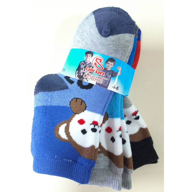 GENERICO - Pack 6 pares calcetines invierno con toalla para niños 4 años 6 años.