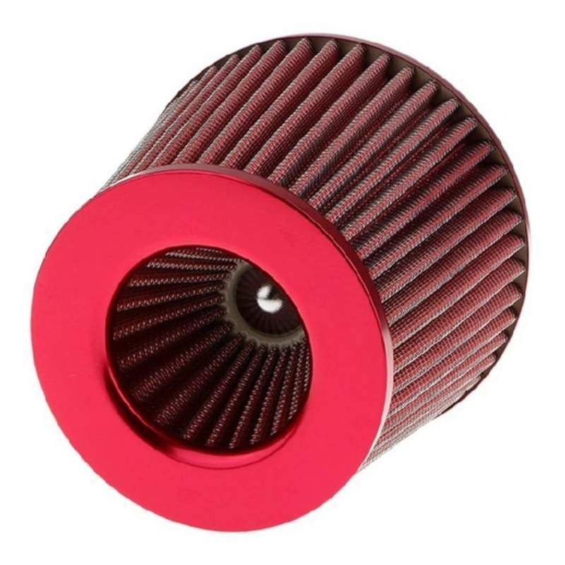  2.75 Universal de alto flujo seco cono de entrada de aire  Turbo filtro limpio lavable rojo : Automotriz