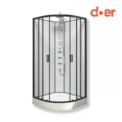 DOER - Cabina de ducha Oasis Large con hidromasaje 90x90x205cm diseño curvo marco negro
