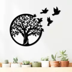 ELAB PROPIA - Cuadro Decorativo Árbol de la Vida con Pájaros - Madera Fun Republic