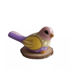 CREA TALLER - Pájaro decorativo con base de madera lila