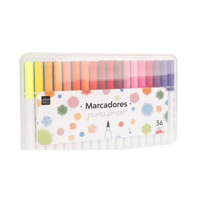 HOMEWELL Marcadores de Colores Punta Pincel 36u HOMEWELL