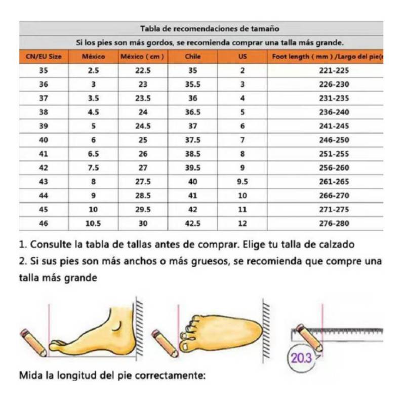 Conversion de calzado discount hombre