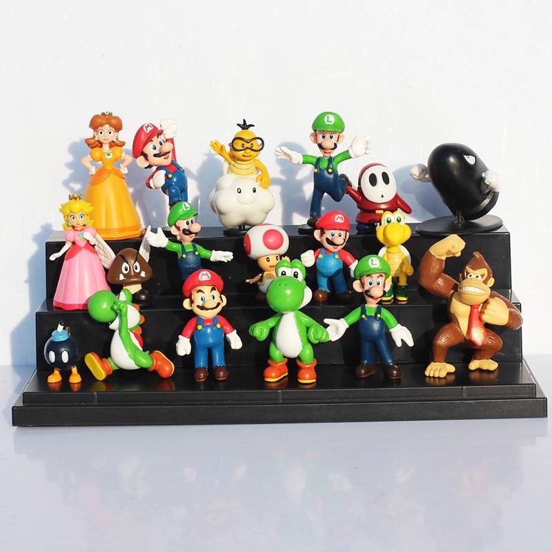 TIOZONEY Lote de 18 figuras de acción de Super Mario Bros, dinosaurio yoshi