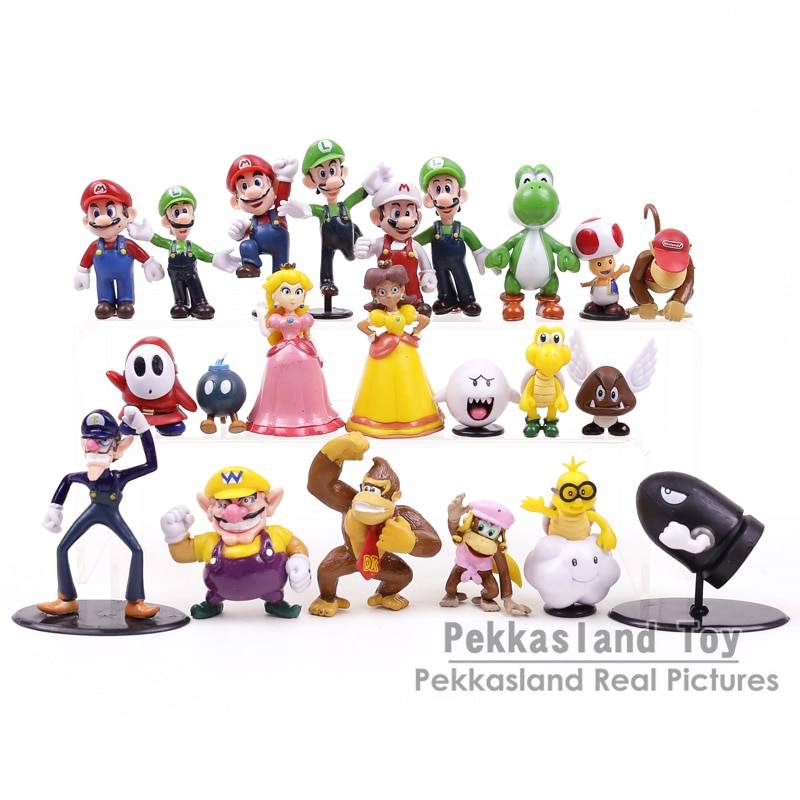 Super Mario Bros Mini Action Figures, Luigi, Yoshi, Sapo Bowser