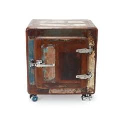 MEYA MUEBLES - Velador Ballia madera reciclada estilo refrigerador antiguo 56x50x41