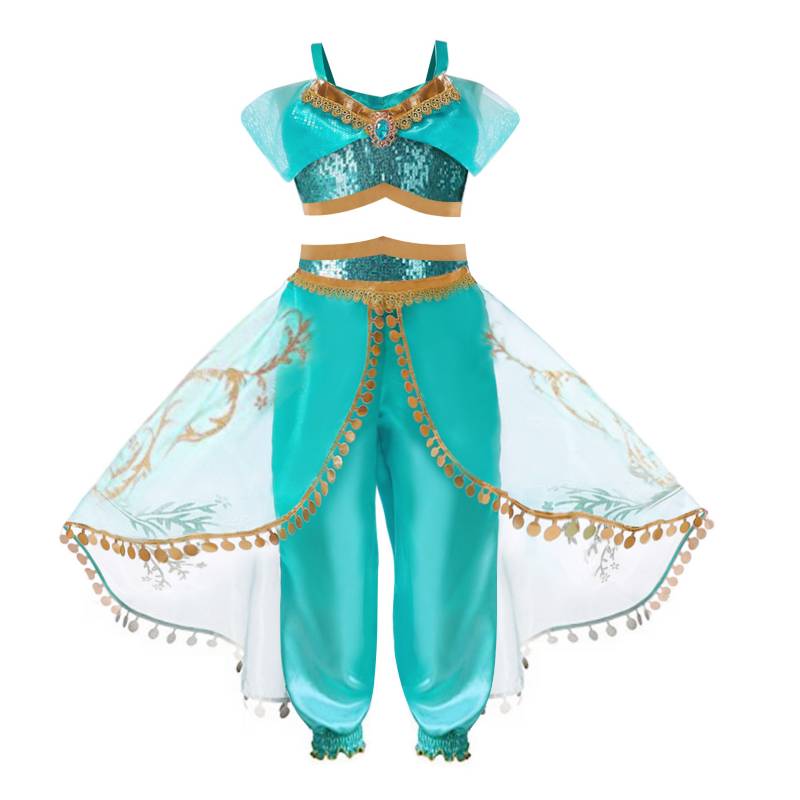  Disfraz de princesa Jasmine, Aladdin, para mujer
