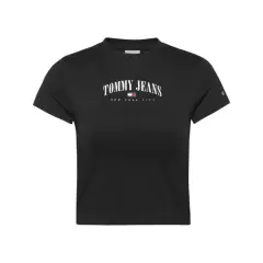 TOMMY HILFIGER - Polera Baby Cropped Essntial Negro Tommy Jeans