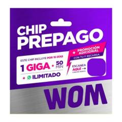 WOM - chip Wom 1gb + 50 min paquete 100 unidades