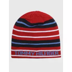 TOMMY HILFIGER - Gorro Beanie Stripe Logo Rojo Tommy Hilfiger