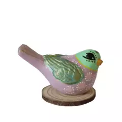 CREA TALLER - Pájaro decorativo con base de madera verde