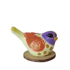 CREA TALLER - Pájaro decorativo con base de madera naranjo