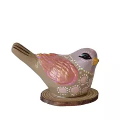 CREA TALLER - Pájaro decorativo con base de madera café