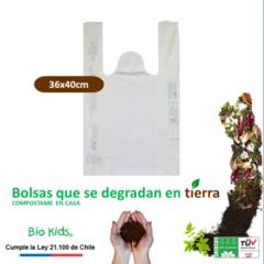 BIO KIDS - Bolsa tipo camiseta - 36x40cm-100 unds -  Biodegradable & Compostable