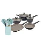 Set 12 Utensilios De Cocina Silicona Negro Simplit— Melollevo