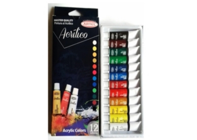 Maleta set pintura acrílica Artel 12 colores + accesorios