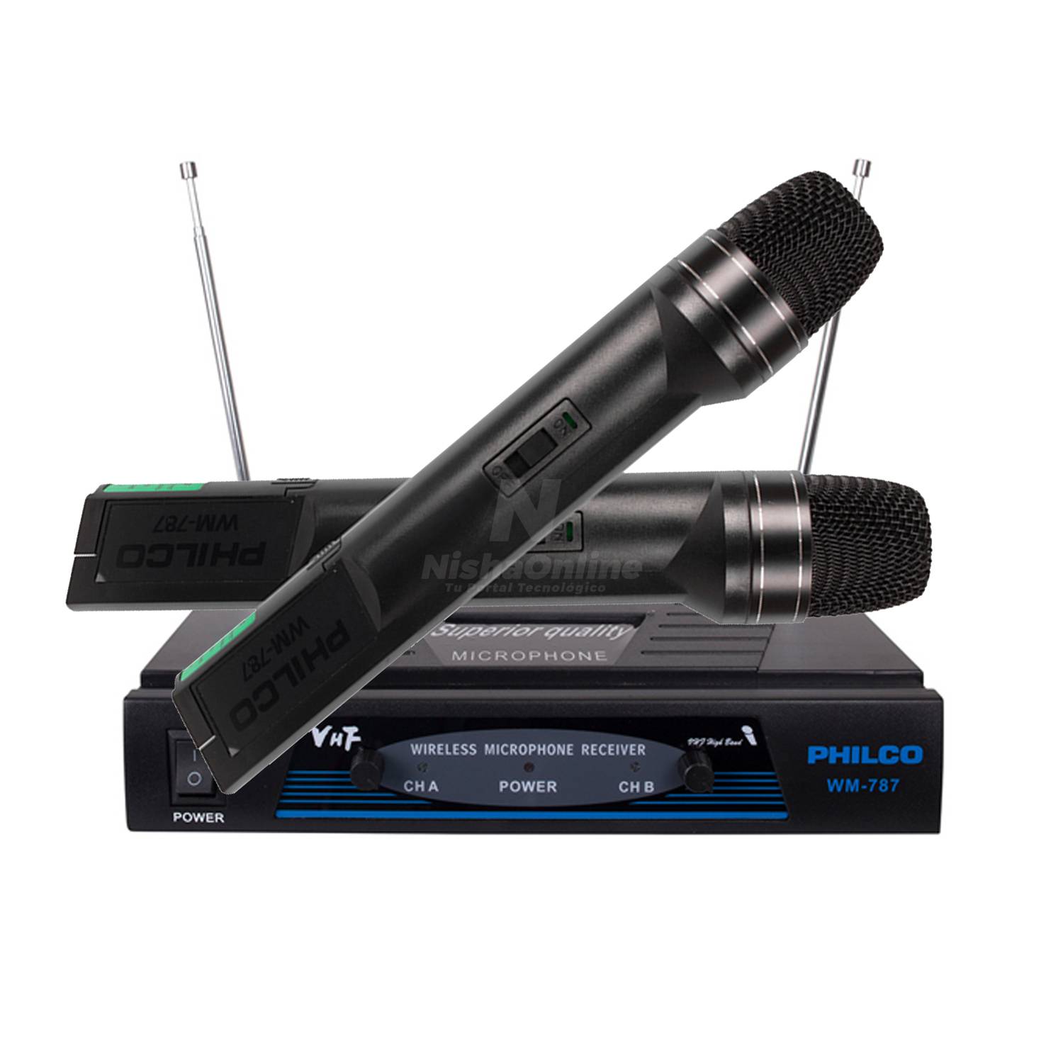 PHILCO Kit 2 Microfonos Inalambrico Karaoke VHF Philco WM787