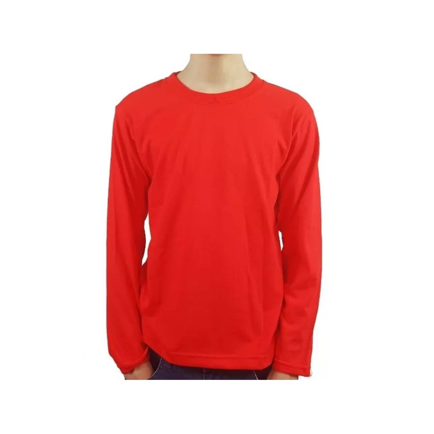 Camiseta roja de algodón manga larga