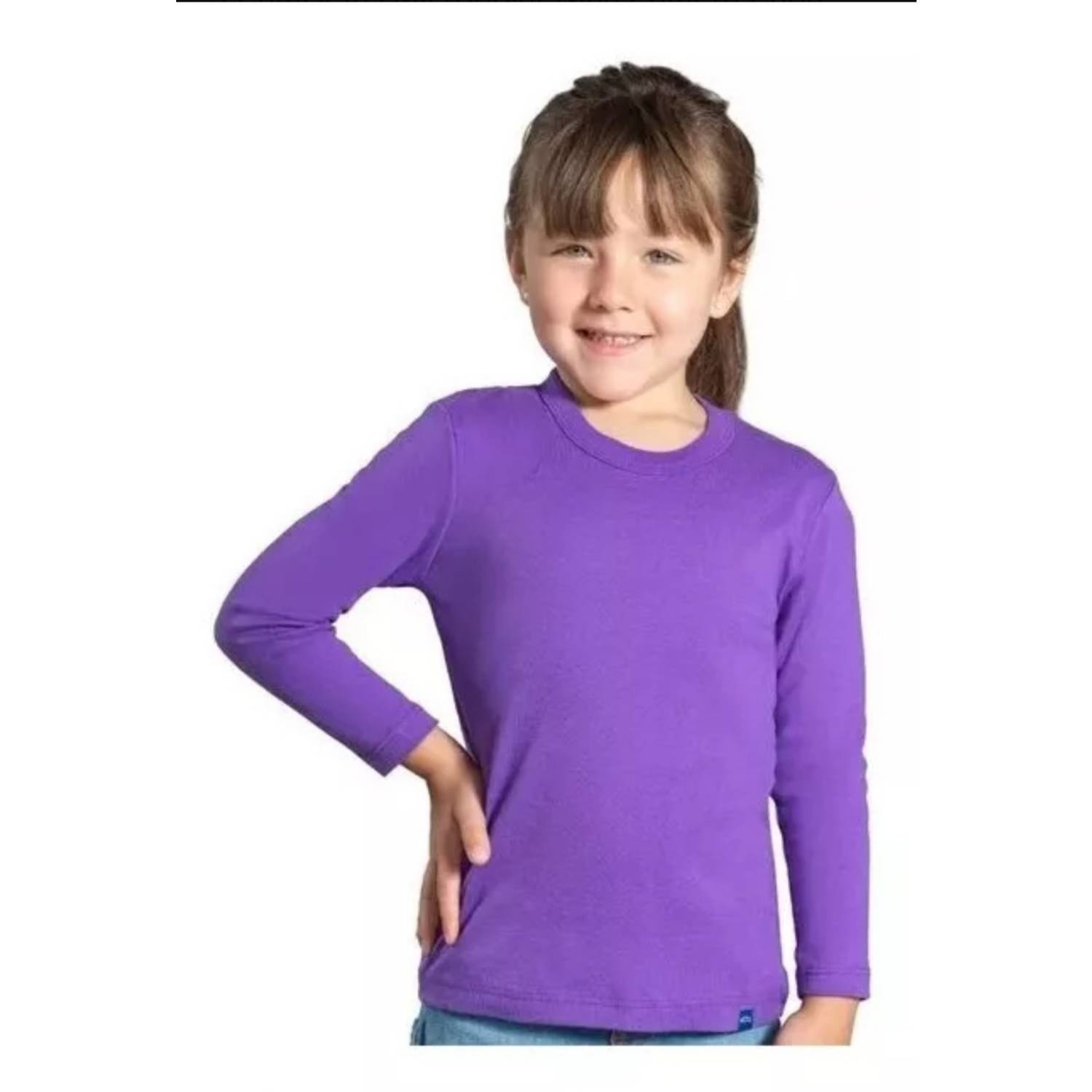 GENERICO camiseta manga larga niña/niño 100 algodon nacional color rosa