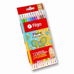 FILGO - Lápices Colores De Madera Bicolor Pinto-estuche 12