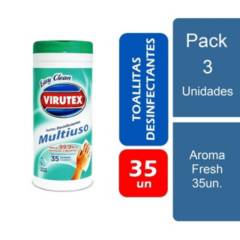 VIRUTEX - Pack 3x35 Toallitas Desinfectantes Multiuso Fresh Virutex