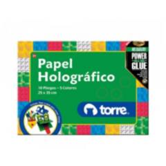 TORRE - Papel Holográfico 10 pliegos / 5 colores 25x35cms Torre