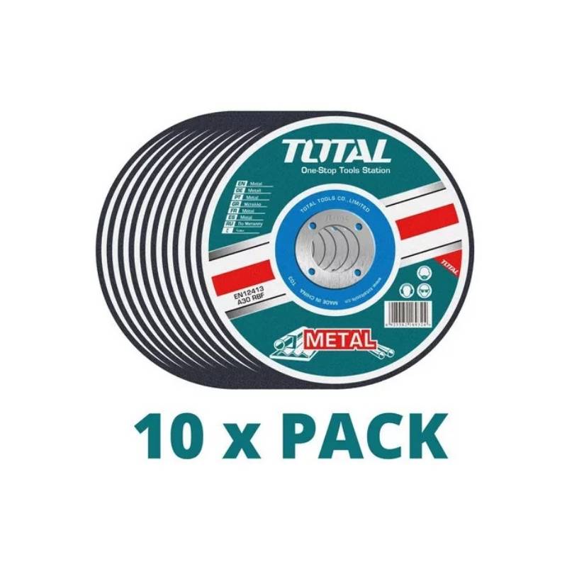 TOTAL TOOLS Pack de 10 Discos de Corte Metal 115mm Total