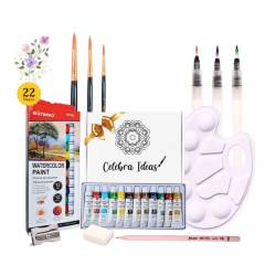 CELEBRA IDEAS - Set de Arte Pintura Acuarelas Kit de Arte 22 piezas