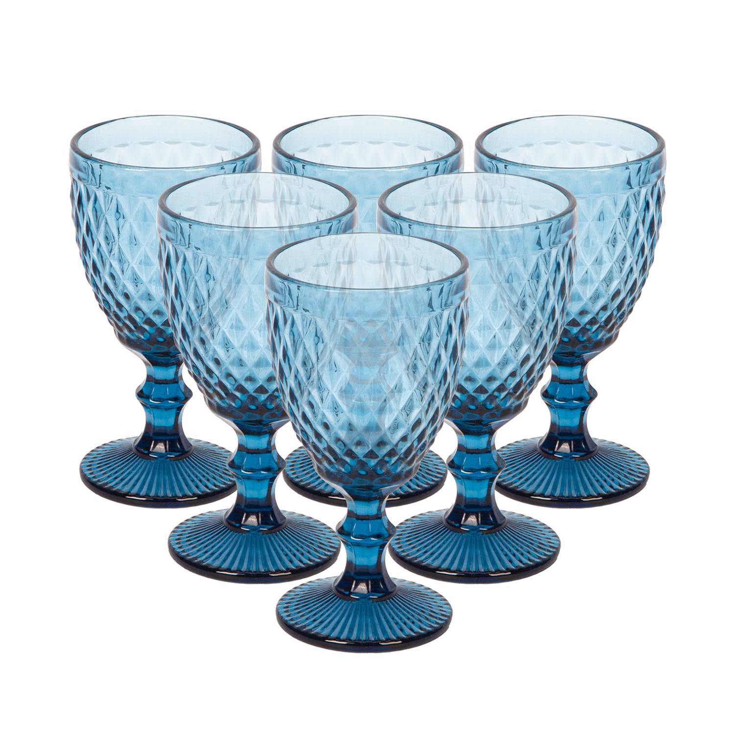 GENERICO Juego 6 Copas Cristal de Champán Vintage Elegante 180ML Azul