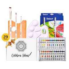 CELEBRA IDEAS - Kit de Arte pinturas para cristal Set de arte 29 pcs