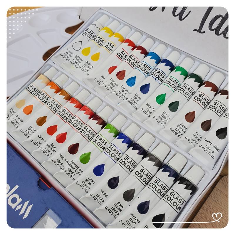 Kit de Arte Pinturas Para Cristal - Set de Arte 17 Pcs. - Celebra Ideas