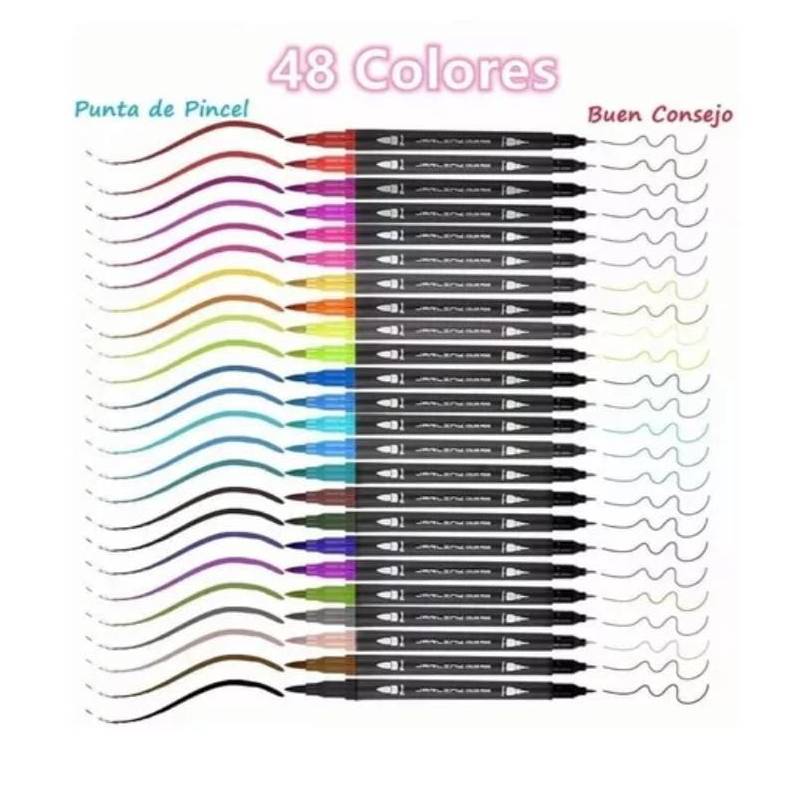 GENERICO Plumones Punta Pincel Brush 48 Colores Marcadores