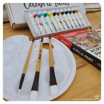 Kit de Arte con Pinturas Acrílicas - Set de Pinturas 26 Pcs.