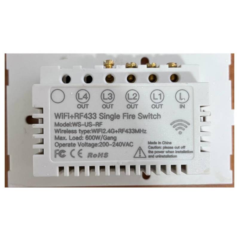 Interruptor Wifi RF Vhome Live SN Sin Neutro Black Touch 1 Canal