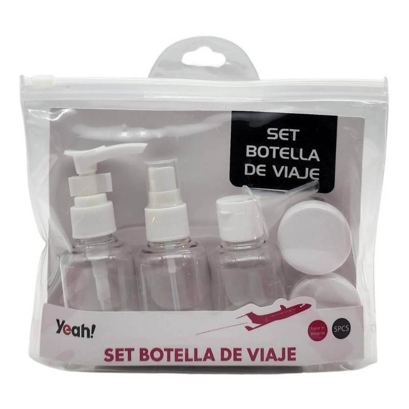 GENERICO Kit De Viaje Set Botellas 6 Piezas Blanco Formato 75 Ml