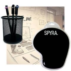 SPYRA - Porta Lápices Negro y Mouse Pad Negro