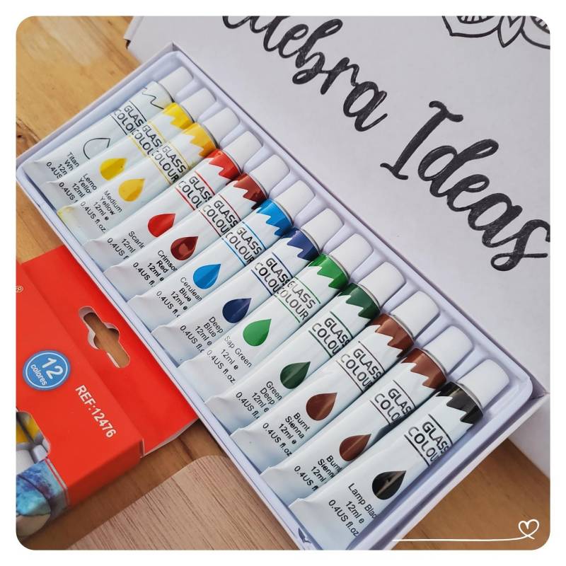 Kit de Arte Pinturas Para Cristal - Set de Arte 17 Pcs. - Celebra Ideas