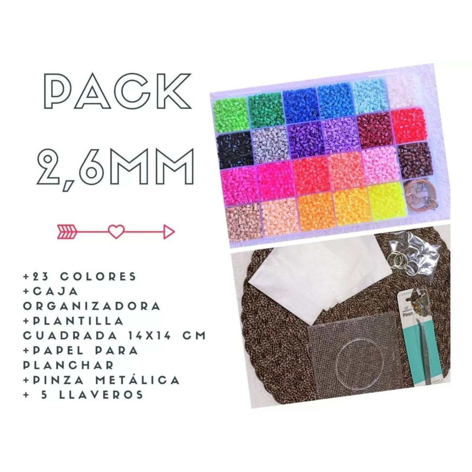 GENERICO Pack Inicial 2,6mm 23 Colores Hama/perler/artkal Beads…