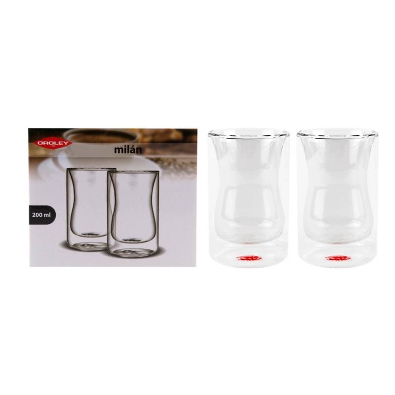 Set 2 Vasos Doble Pared 200 Ml Oroley Milán