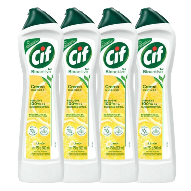 CIF - Limpiador En Crema Limon Cif Pack X4 - 500 Ml C/u