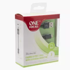 ONE FOR ALL - Cable Cargador Original para Iphone Negro 3 Metros One For All