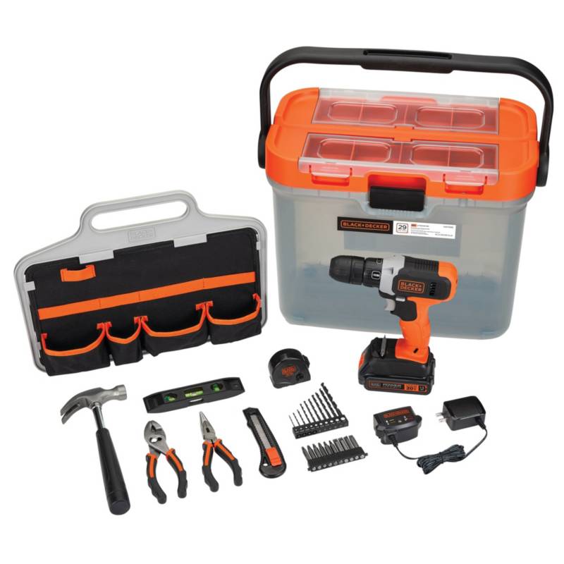 Ripley - TALADRO ATORNILLADOR 20V + SET DE ACCESORIOS BLACK+DECKER