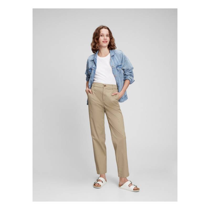 GAP Pantalon friend Tiro Alto Khaki Beige GAP falabella