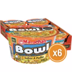 MARUCHAN - Sopa Instantánea Maruchan Bowl Sabor Pollo - Pack X6 Uni