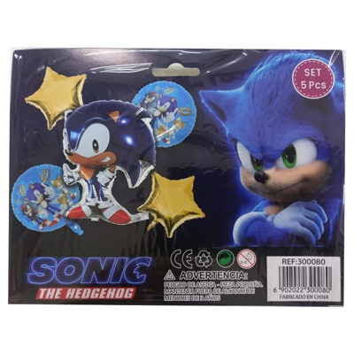 Set Globos Metálicos Sonic x 7 Cotillón Sonic - Cotillón Activarte