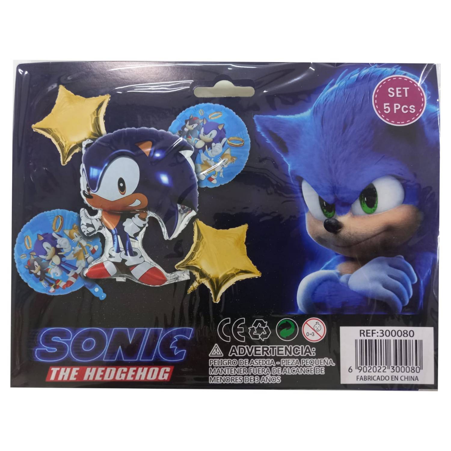 Set 5 Globos Sonic Metalizados